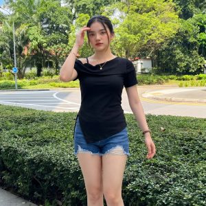 Eliora Top 6918 | Atasan Sabrina Wanita | Kaos Wanita Lengan Pendek